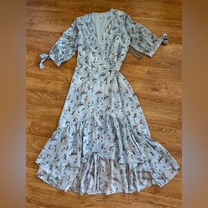 New! New York & Co Eva Mendes Blue Floral Dress S